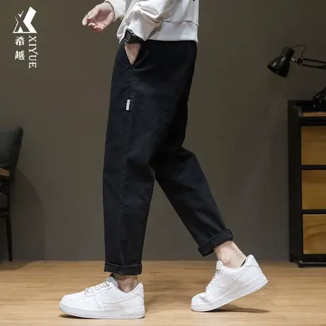 秋冬日系潮牌休闲裤男冬季加绒直筒长裤宽松九分裤痞帅工装裤子潮商品大图