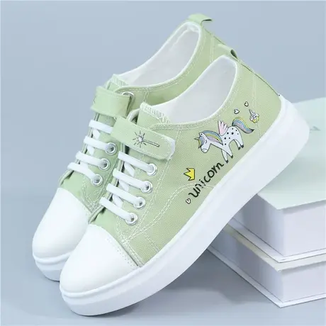 春秋新款韩版女孩软底运动休闲布鞋学生百搭透气帆布鞋中大童板鞋图片