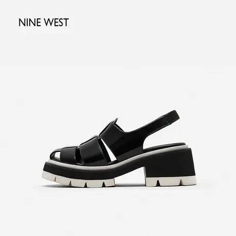 明星同款Nine West/玖熙休闲凉鞋女夏季新款松糕鞋包头厚底罗马鞋图片