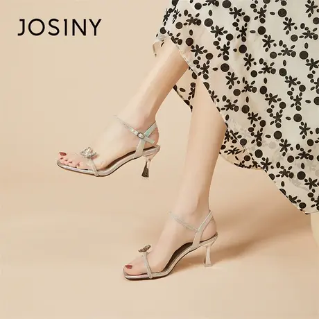 Josiny/卓诗尼仙女风凉鞋女2024春夏季新款女鞋方头细跟百搭通勤商品大图