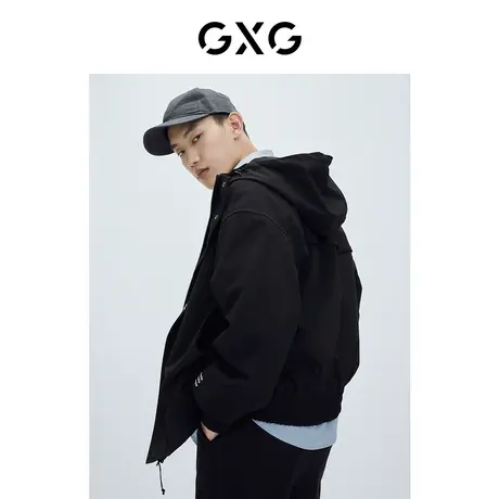 GXG男装 冬季时尚休闲帅气个性潮黑色青年夹克GC121006L图片