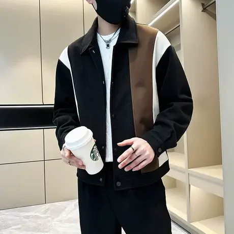 秋冬季个性轻熟风夹克男潮流韩版撞色高级感休闲机车潮牌外套上衣商品大图