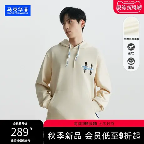 马克华菲情侣款潮流双系带连帽卫衣秋冬新品宽松头套外套落肩上衣商品大图