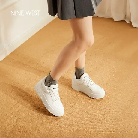 Nine West/玖熙2025夏季新款小白鞋女厚底增高运动休闲鞋板鞋百搭图片