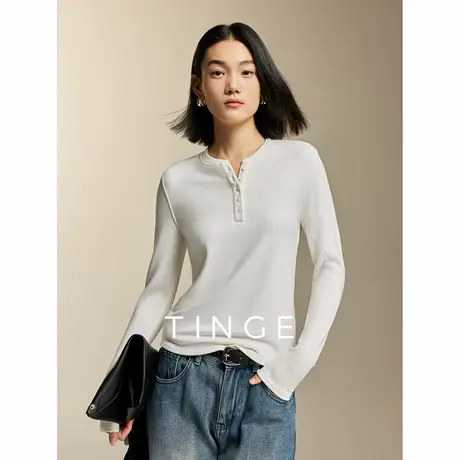 TINGE贴己云朵奶霜保暖亨利衫秋冬保暖内衣女磨毛德绒打底肌底衣商品大图