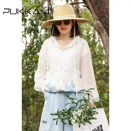 蒲PUKKA时装周秀防晒衣女款外套春秋拼接薄款连帽上衣图片