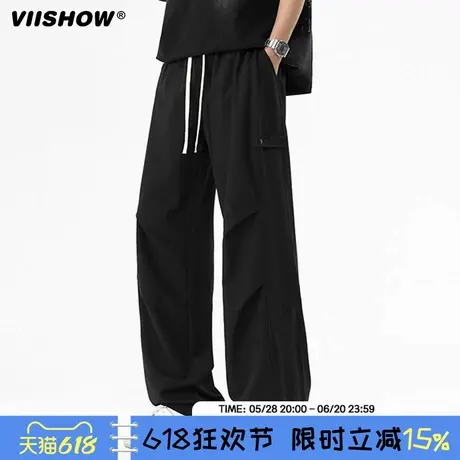VIISHOW潮牌裤子男2025春秋季新款宽松垂感百搭青少年阔腿休闲裤商品大图