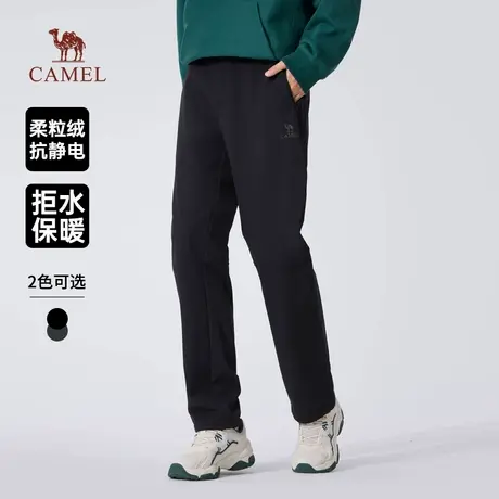 骆驼男装直筒休闲裤男士2025新款冬加绒保暖户外防泼水梭织软壳裤商品大图