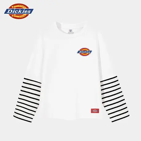 Dickies童装男童t恤长袖2025新款女童纯棉春装儿童白色潮牌上衣A商品大图