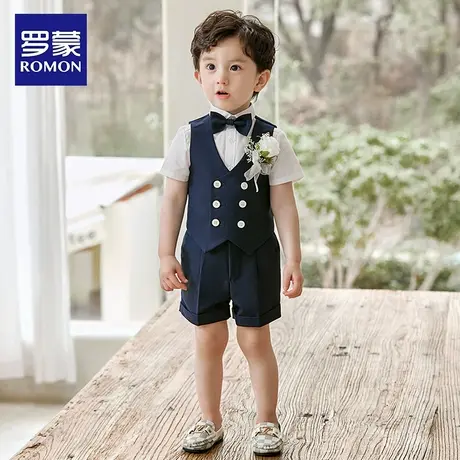 罗蒙礼服套装小主持人儿童宝宝马甲男童生日花童男孩西服小西装夏商品大图