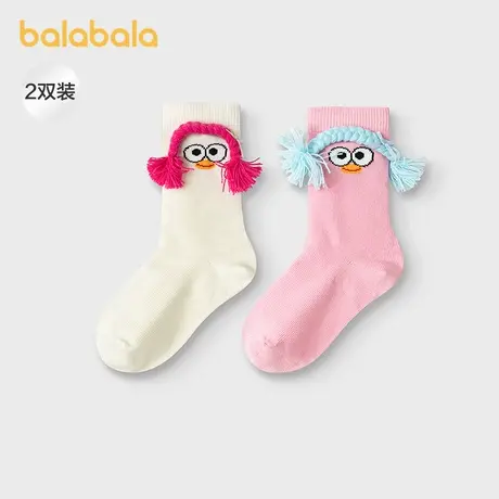 【商场同款】巴拉巴拉女童袜子秋季新品儿童中筒袜软弹趣味两双装图片
