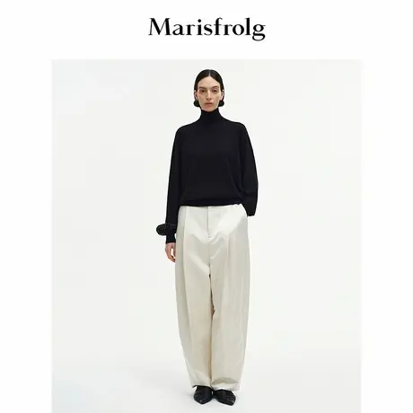 【进口工坊】Marisfrolg玛丝菲尔2025秋新款高腰缎面压褶长裤西裤图片