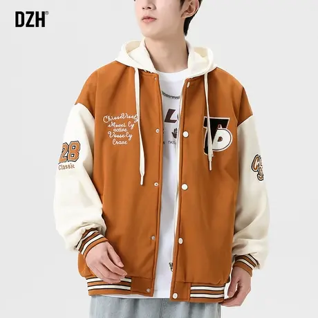 男士美式街头棒球服男款外套潮牌男秋季高级感男装假两件夹克帽衫商品大图