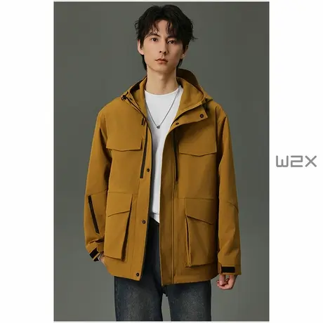 w2x春秋季多口袋工装冲锋夹克户外上衣设计感连帽休闲痞帅外套潮商品大图
