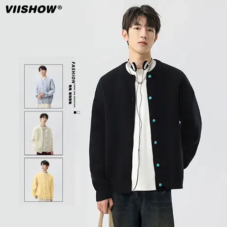 VIISHOW毛衣男2025秋季潮牌慵懒风宽松开衫线衣情侣装打底针织衫商品大图