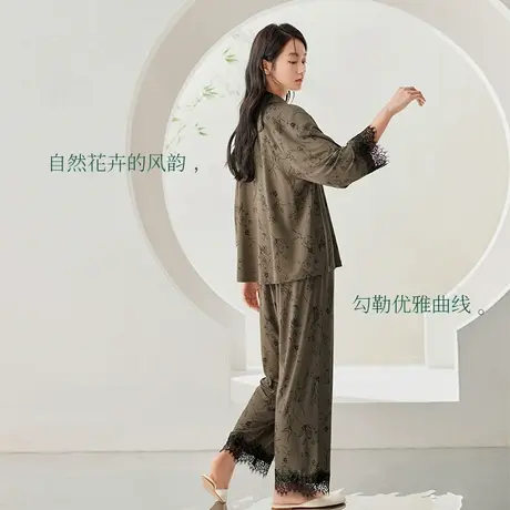 【烈儿宝贝】安之伴莫代尔睡衣女长袖休闲高级感新中式家居服商品大图