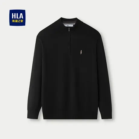 HLA/海澜之家唐三彩合作系列长袖针织衫2025秋新款半开襟上衣男商品大图