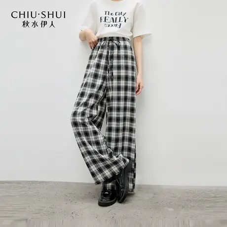 秋水伊人经典百搭运动裤2025年秋季新款女时尚显瘦高腰设计阔腿裤图片