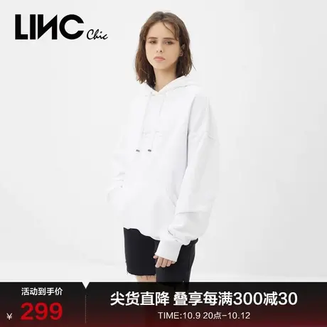 商场同款LINC金羽杰春季新款连帽字母宽松纯棉卫衣女R213HD343图片