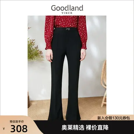 音儿美地女装2023春季新款通勤修身高腰羊毛喇叭裤休闲裤商品大图