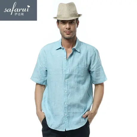 99元/件 亚麻衬衫男士短袖衬衫宽松休闲棉麻半袖夏季薄款商品大图