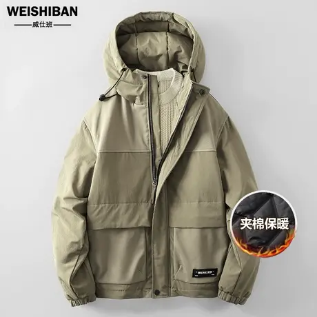 男士户外机能保暖棉衣外套冬季2023新款山系复古加棉休闲连帽棉服图片