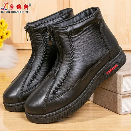 冬季老北京布鞋女棉鞋加绒保暖中老年人防滑厚底雪地靴妈妈棉靴子商品大图