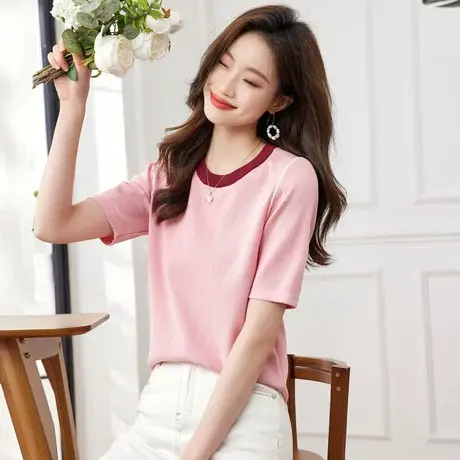 时尚气质短袖针织衫图片