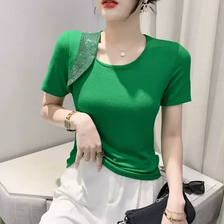 欧货气质T恤女短袖夏季个性网红上衣设计感修身显瘦小衫百搭半袖商品大图