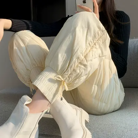 女士羽绒裤女冬季外穿2023新款棉裤夹棉裤子东北防风裤保暖小个子图片