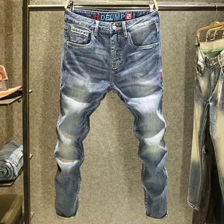 窄幅丹宁赤耳牛仔裤男高品质水洗小直筒长裤重磅阿美咔叽男士长裤图片