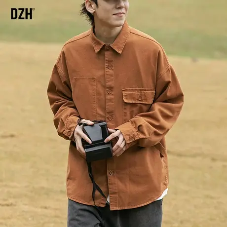 男士纯棉长袖衬衫男潮牌韩版宽松休闲衬衣2023年新款春秋外套男装商品大图