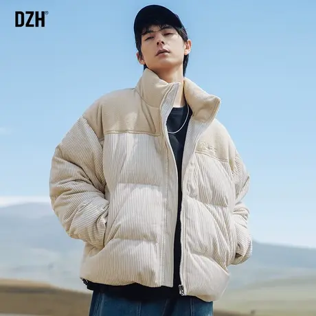 男生灯芯绒拼接棉服男冬季外套加厚潮牌男装2024新款立领棉衣百搭图片