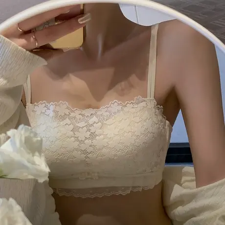 小胸聚拢内衣女性感美背胸罩上托显大防下垂防走光抹胸式文胸套装图片