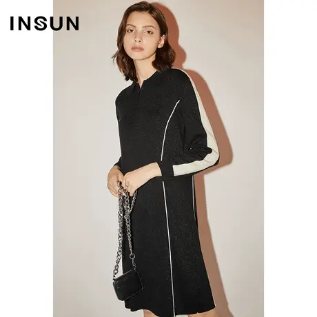 COVER秋季分割线银葱毛织连衣裙商品大图