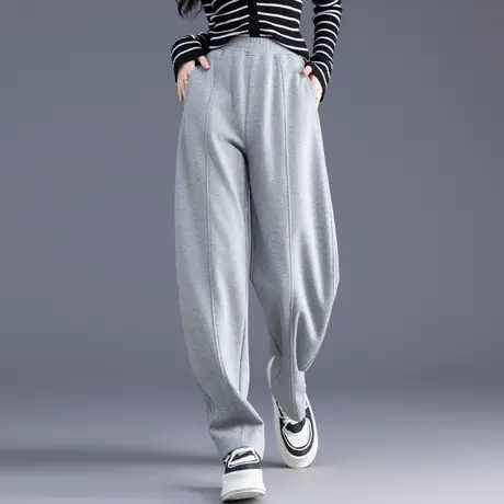 弯刀阔腿裤女2024新款秋冬季流行爆款高腰运动裤休闲卫裤加绒裤子商品大图