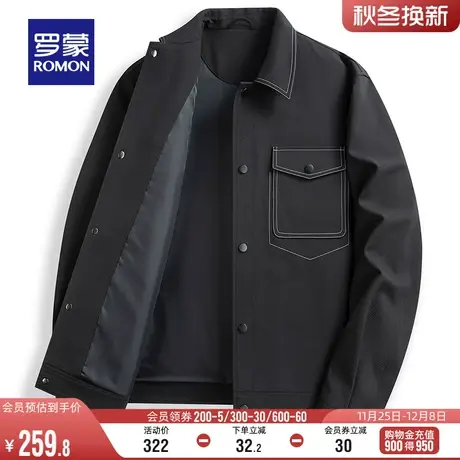 罗蒙男士翻领夹克衫2024春季新款时尚休闲潮流工装潮流百搭外套男商品大图