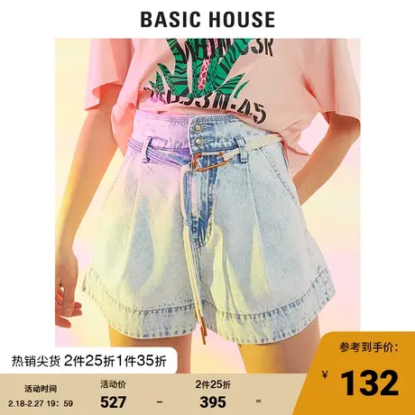 Basic House/百家好商场同款牛仔短裤女韩风休闲时尚HUDP321V商品大图