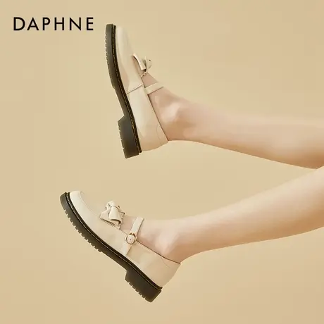 达芙妮玛丽珍小皮鞋女蝴蝶结2022新款春秋甜酷粗跟单鞋法式女鞋子商品大图