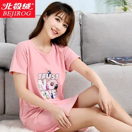 北极绒睡裙女夏季韩版学生家居服可爱薄款短袖宽松棉质睡衣春夏商品大图