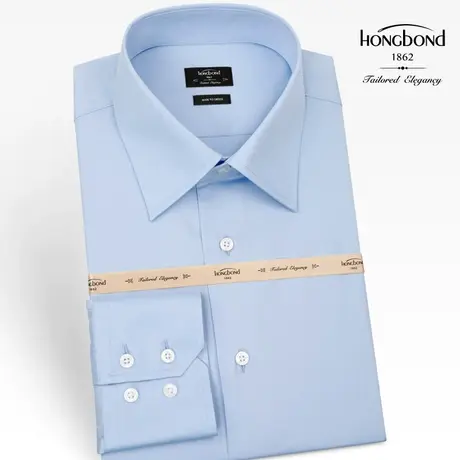 红邦创衣 新款衬衫男长袖时尚简约蓝色青年衬衫商务正装韩版潮流图片