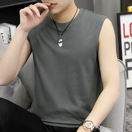 无袖t恤男士纯棉夏季运动背心潮牌宽松坎肩健身上衣篮球外穿薄款商品大图