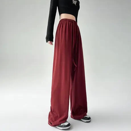 铜氨丝阔腿西装裤女春夏薄款宽松直筒垂感慵懒冰丝休闲拖地长裤子图片