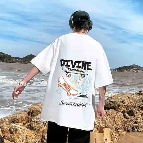 初中学生12-15岁男孩短袖t恤13帅气夏装14青少年大童纯棉半袖上衣商品大图