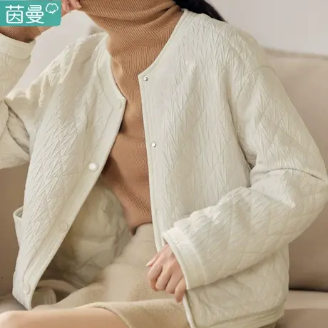 茵曼白鹅绒小香风轻薄羽绒服女装2024秋季新款菱格小个子短外套图片