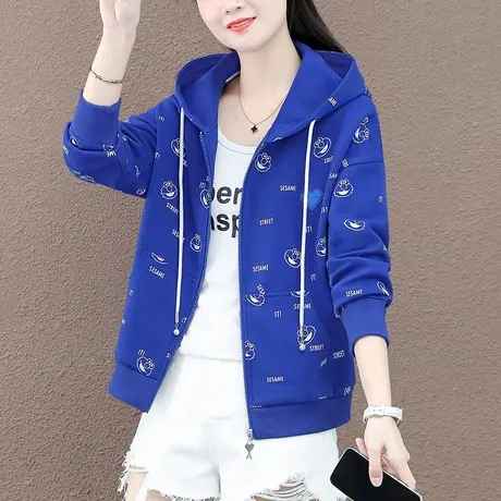 连帽卫衣外套女2023年春秋新款时尚百搭宽松上衣学院风休闲运动服商品大图