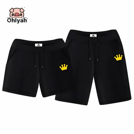 Ohlyah情侣短裤女2022夏季韩版新款休闲五分中裤黑色大码运动跑步商品大图