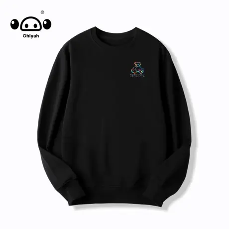 黑色卫衣女2023秋季新款纯棉ins潮宽松显瘦休闲小熊印花套头上衣商品大图