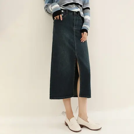 韩潮袭人秋季新款复古牛仔半身裙女2023秋季新款高腰中长款包臀裙图片