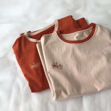 美式t恤vintage短袖夏季女宽松韩版显瘦半袖日系古着韩风chic上衣图片